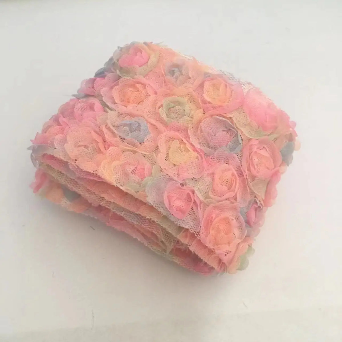 ruban polyester fleur rose bleu vert motif floral opacité décoratif fixation bricolage artisanat
