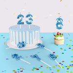 bougies chiffres bleu moderne mariage anniversaire décoration fête enfants baptême noël