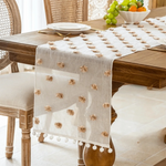table cuisine nappe rose blanche rouge pompons décorative rustique imperméable machine festive noël pâques