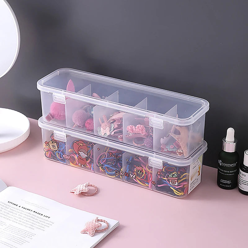 boîte rangement accessoires cheveux transparente imprimée clips rubans modernes pratique