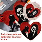 tapis porte salle bain rouge noir blanc crâne halloween texture épaisse moderne graphique
