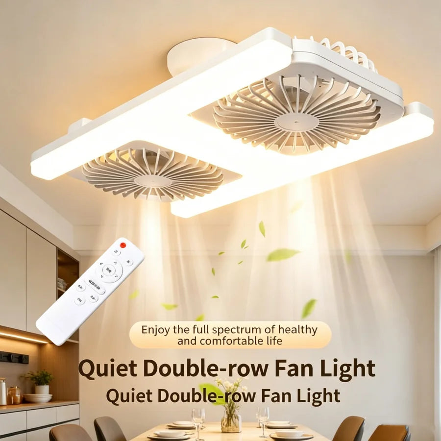 lampe ventilateur moderne blanc télécommande deux led 60w flux lumineux réglable tension 90 260v