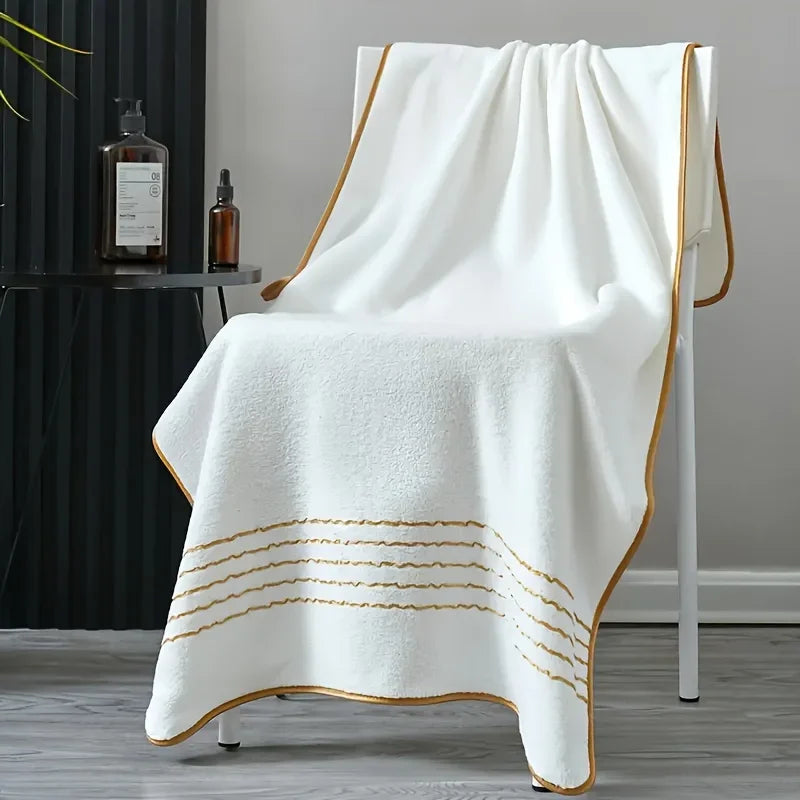 serviettes bain ultra douces grandes tailles broderie dorée moderne absorbantes blanc gris foncé élégantes