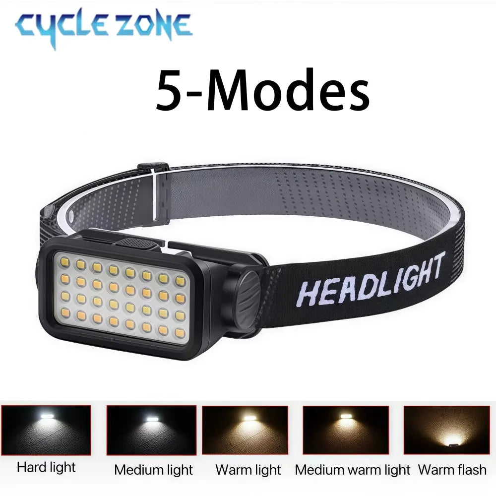 lampe frontale multifonctionnelle modes 16 led blanches 16 led chaleur recharge type
