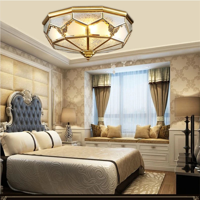 plafonnier moderne cuivre doré hexagonal transparent classique éclairage quotidien led 90 260v e27
