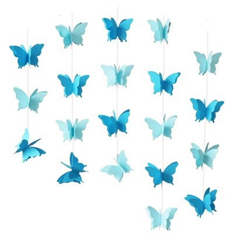 guirlande papillons 3d rouge jaune vert bleu violet rose orange anniversaire mariage fête