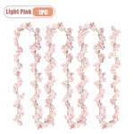 guirlande fleurs artificielles rose clair decoration murale exterieure maison romantique 180cm fête anniversaire