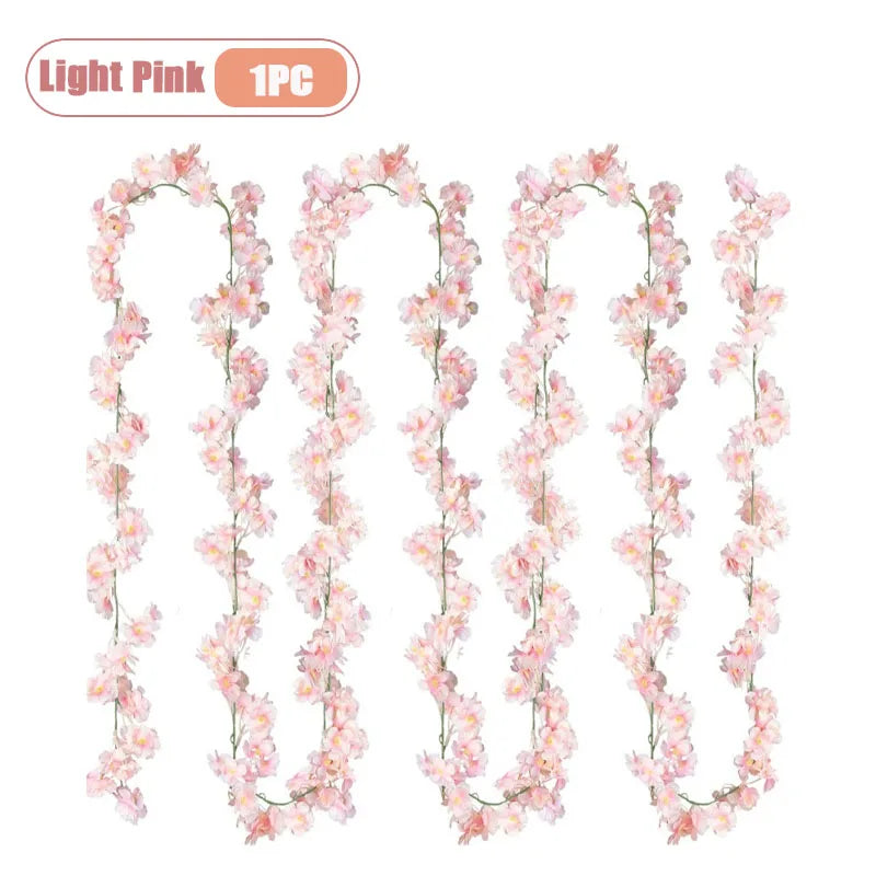 guirlande fleurs artificielles rose clair decoration murale exterieure maison romantique 180cm fête anniversaire