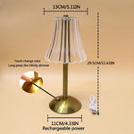 lampe table moderne or transparent rechargeable usb certification rohs fcc chambre salon ambiance chaleureuse