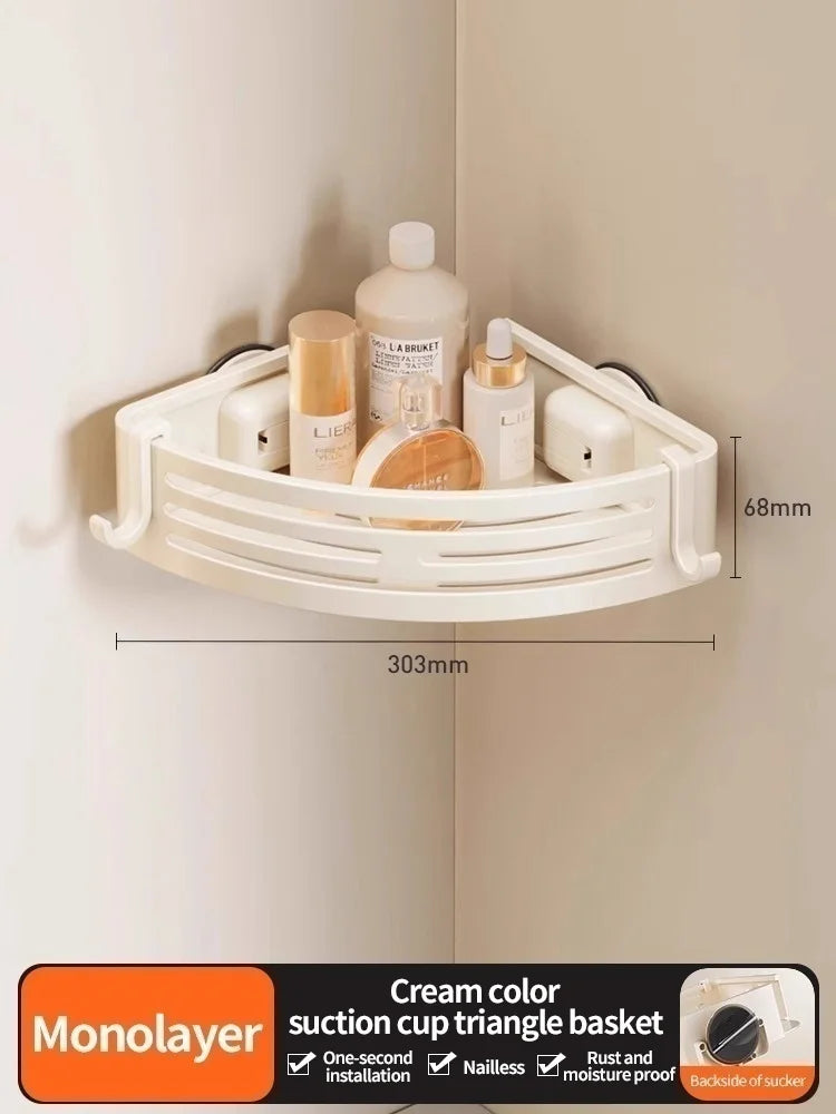 étagère murale ventouse gris moderne alliage aluminium salle bain rangement crochet compartiment dégagement