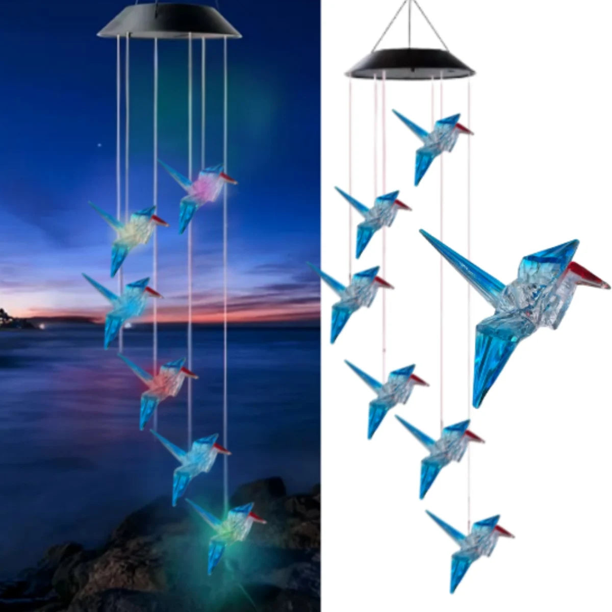 Mobiles solaires oiseaux chauves souris licornes chiens étoiles lunes cerfs bleu vert rouge jaune