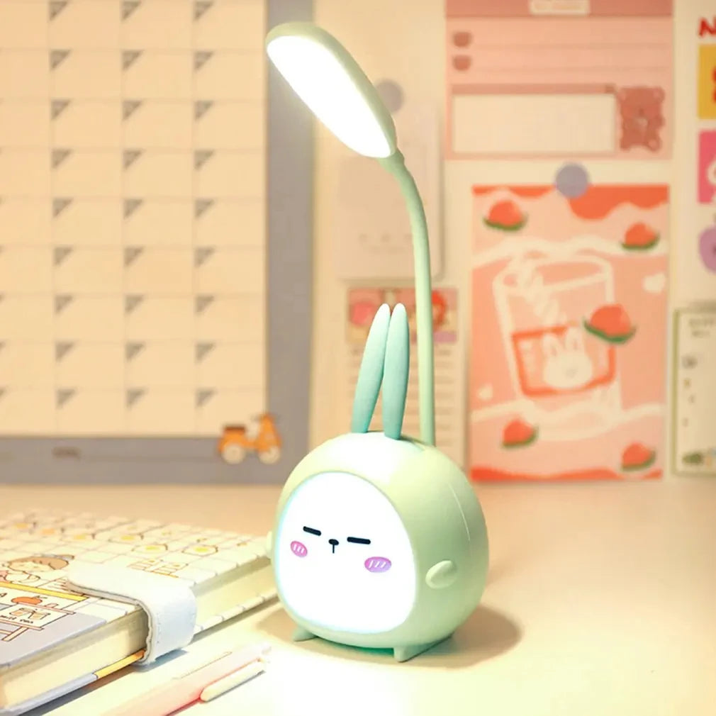 lampe table vert pastel rose pastel dessin animé oreilles lapin moderne pliable recharge usb