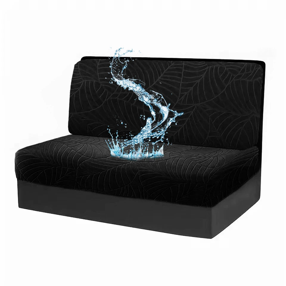 housses canapé rectangulaire jacquard motif feuilles extensibles modernes lavage machine vert noir gris marron