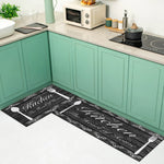 tapis cuisine antidérapant imperméable lettrage cuillères fourchettes texture bois moderne rustique