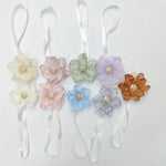 accessoires rideaux fleurs tissu plissé ruban satiné couleurs rose bleu vert violet orange floral