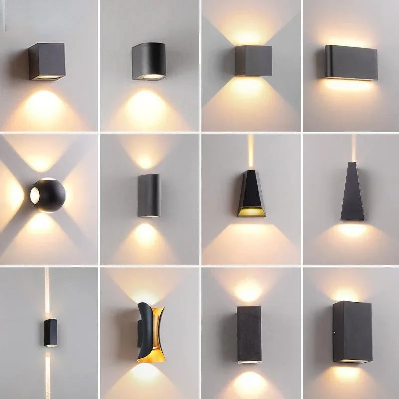 applique murale led moderne aluminium noir éclairage chambre cuisine salle manger entrée