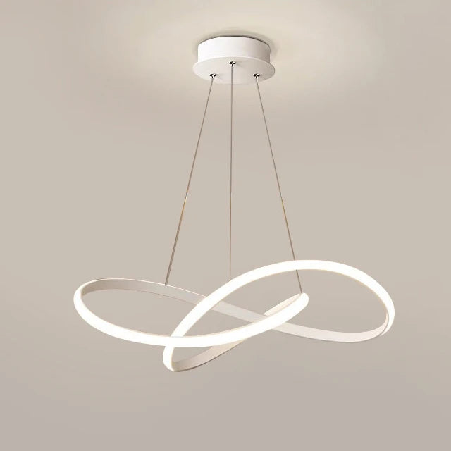 suspension lumineuse moderne minimaliste blanc marron foncé gris câbles métalliques hauteur ajustable diamètre 48cm
