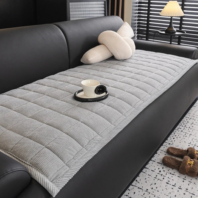 housse canapé peluche rayée gris clair moderne antidérapante machine 70x150 70x180