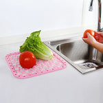 tapis drainage évier carré moderne rose grille cercles clips magnétiques respectueux environnement silicone