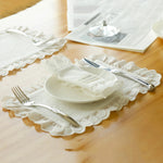 nappes dentelle table serviettes coton assiettes decoration mariage volants doux decoration table fête