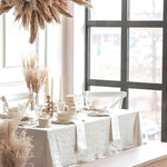 nappe table classique blanc imperméable polyester dimensions variées fêtes familiales toute l'année