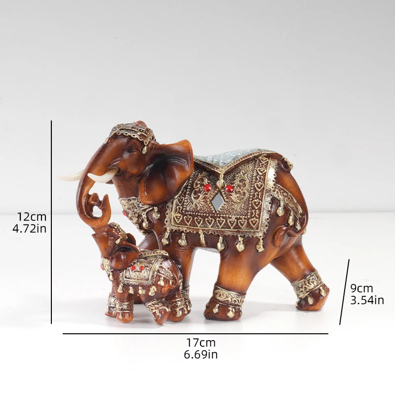 statue éléphant marron clair doré motifs ornements artisanat décoration intérieure chambre salon