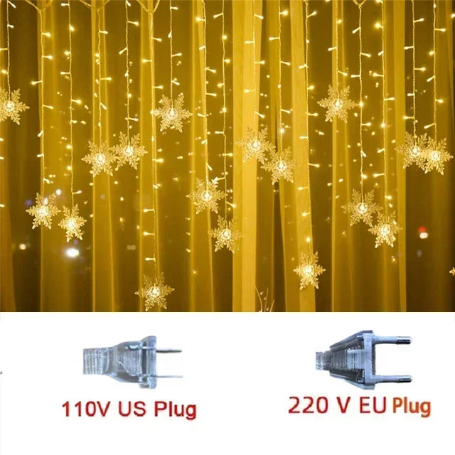 guirlande lumineuse flocons neige blanc multicolore clignotante noël moderne étanche festive mariage