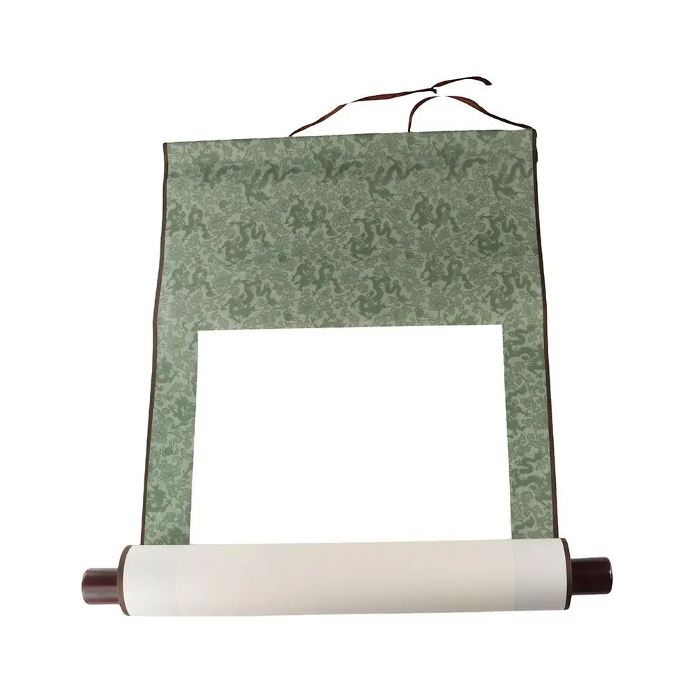 rouleau papier peint imprimé floral ruban fixé traditionnel décoration maison blanc vert suspendu