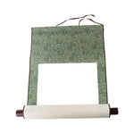 rouleau papier peint imprimé floral ruban fixé traditionnel décoration maison blanc vert suspendu