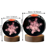 veilleuse verre transparent motif géométrique lumineux couleurs vives socle boisclair adaptateur secteur