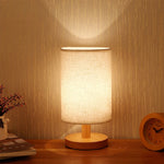 lampe table led usb moderne minimaliste abatjour tissu opaque bois clair chambre coucher