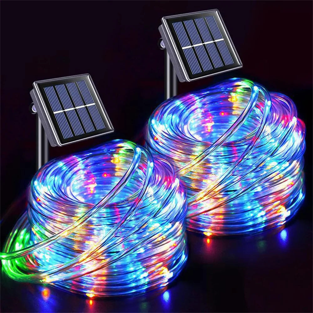 guirlande lumineuse solaire 200 led multicolore moderne 20m ip65