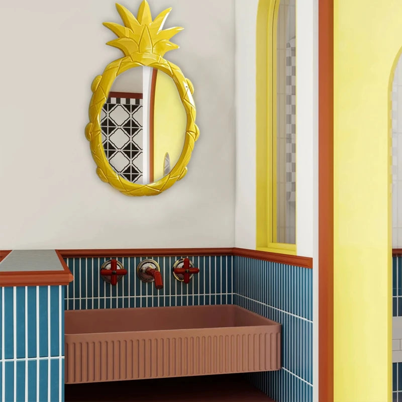 miroir moderne jaune pinapple texture originale mural led lumière maison