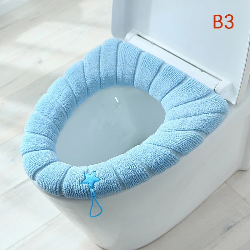 couvre siège toilette violet bleu gris rose rayures moderne adhésif lavable doux polyester