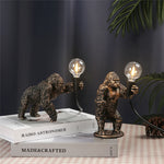 lampe poser moderne or noir ampoule led texture gorille animalier tringle câble noir