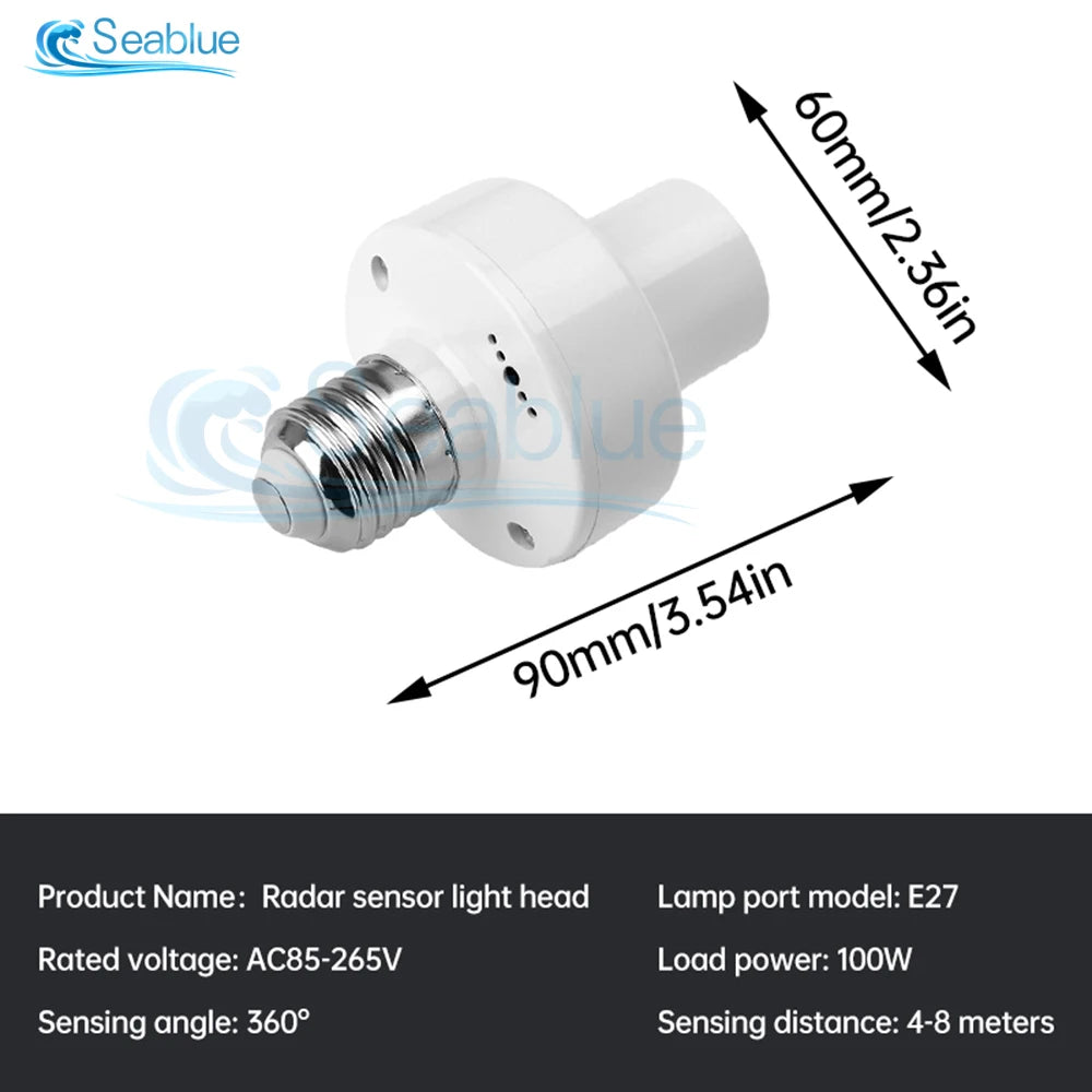 support lampe radar induction e27 blanc moderne adhésif led économieénergie