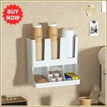 organisateur rangement tasses blanc noir adhésif moderne stockage capsules sachets sucre pailles couvercles