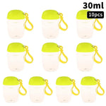 sac voyage bouteilles rangement transparentes couleurs vert bleu rose pratique moderne anneaux fixation