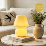 lampe poser contemporaine marron blanc jaune texture marbrée motifs géométriques opacité minimaliste