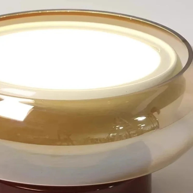 plafonnier moderne verre rouge beige noir transparent led lumineux art décoratif entrée porche