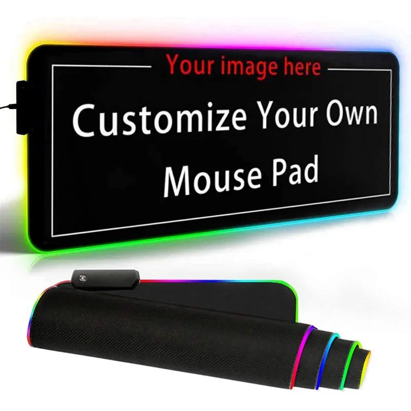tapis souris gamer rgb personnalisable noir texture tissu moderne clips led change couleur
