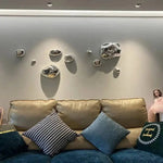 décoration murale moderne boules argent dorées fixations set intérieur
