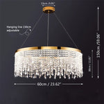 chandelier cristal moderne doré suspension cristaux prismes luxueux transparent multiples formes