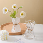 vase verre transparent moderne ruban jute pot fleur terrarium décoration table hydroponique artisanat