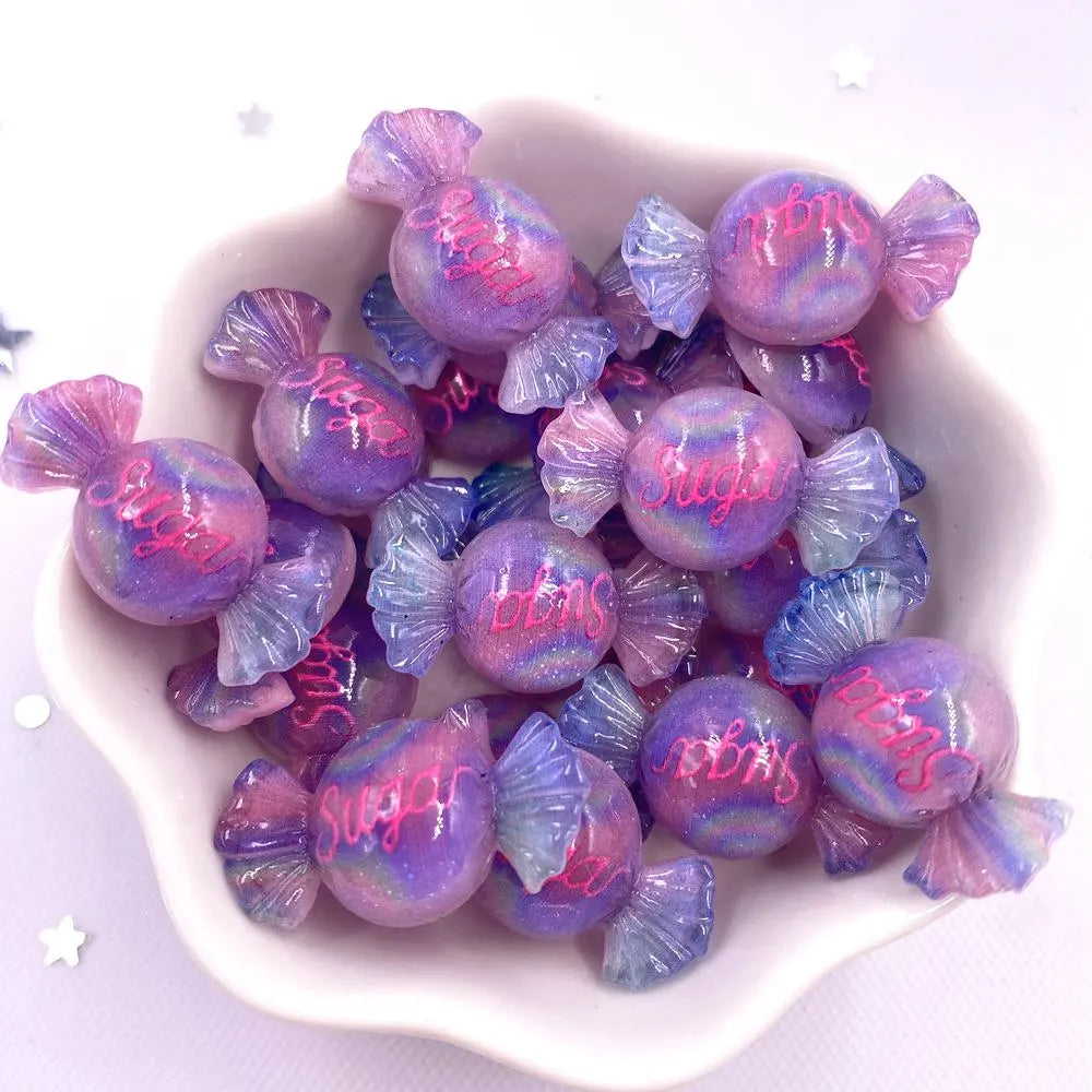 cabochons résine colorée 3d bonbons violet rose bleu jaune gradient brillants scrapbook artisanat