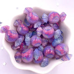 cabochons résine colorée 3d bonbons violet rose bleu jaune gradient brillants scrapbook artisanat