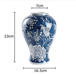 vases bleu blanc fleurs oiseaux feuillage classique decoration table arrangement fleurs moderne