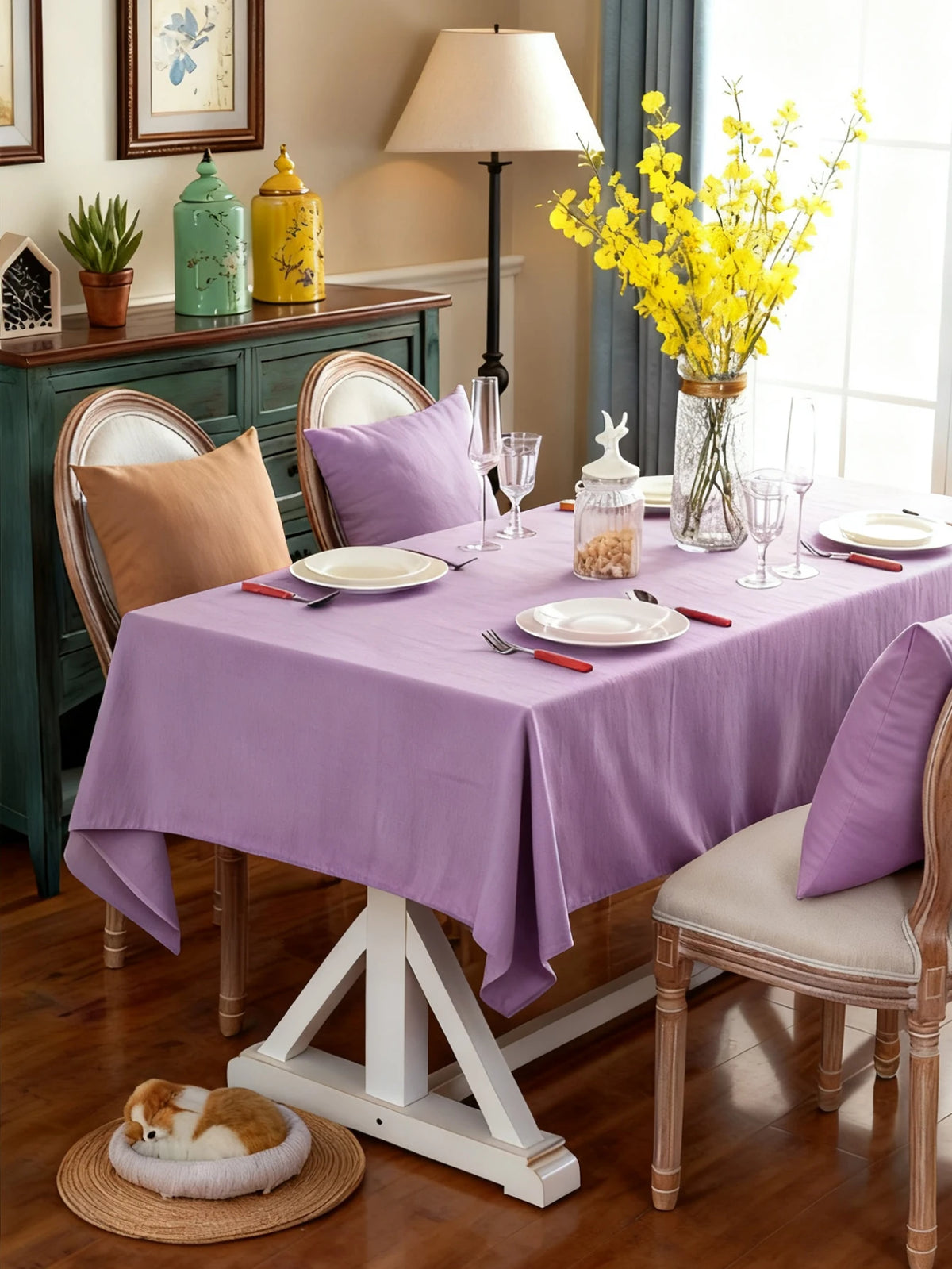 nappe table rectangulaire violet unie 140x180cm 140x220cm 140x300cm 90x140cm polyester intérieur extérieur festifs