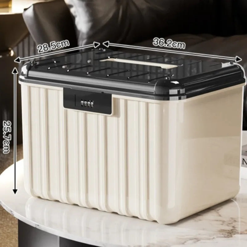 boîte rangement bijoux serrure combinaison moderne beige rayures poignée storage boxABS