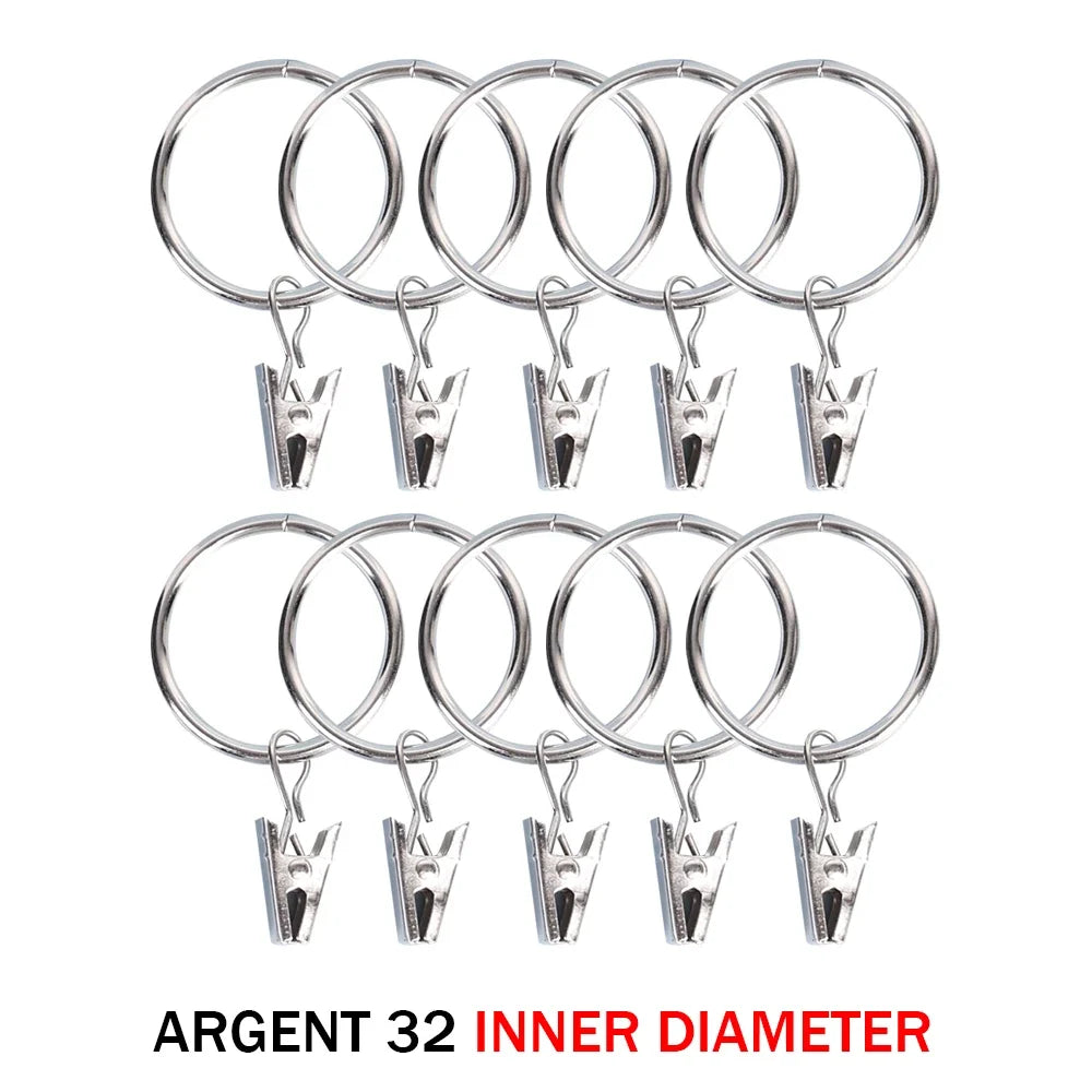 anneaux rideau métal clips décoration fenêtre moderne noir argent or